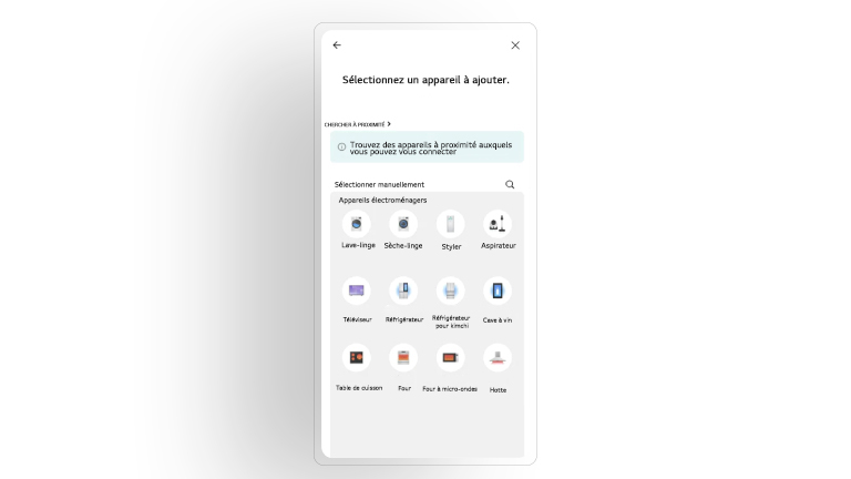 L’image montre l’écran de l’application LG ThinQ