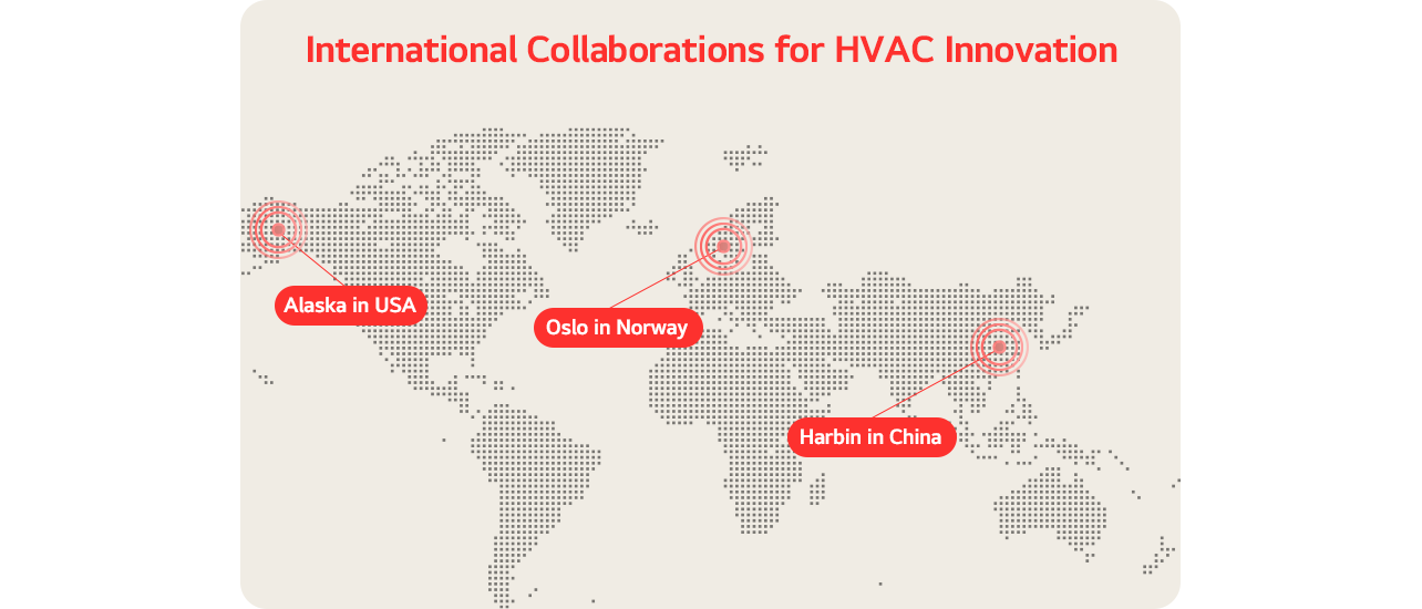 Collaborations internationales pour l'innovation en HVAC avec des recherches menées en Alaska, Oslo et Harbin.
