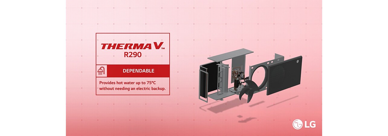 Œuvre numérique intitulée « THERMA V R290 », présentant des couleurs vives et des formes abstraites dans un design moderne.