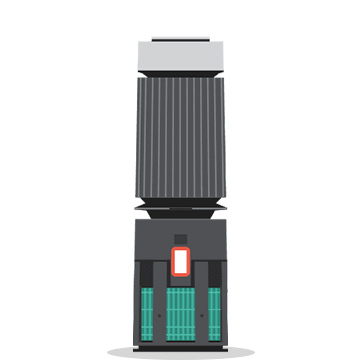L’image montre un purificateur d’air2 et l’emplacement de l’autocollant du code QR.