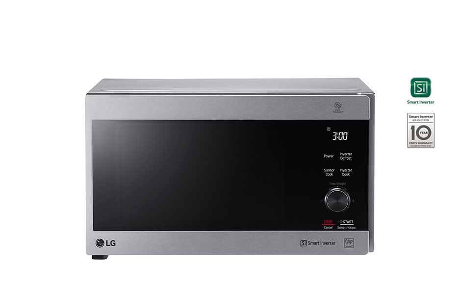 LG Four à micro-ondes de 42 litres, argent, technologie Smart Inverter avec 10 ans de garantie, gril, cuisson automatique intelligente, antibactérien, éclairage LED, MH8265CIS