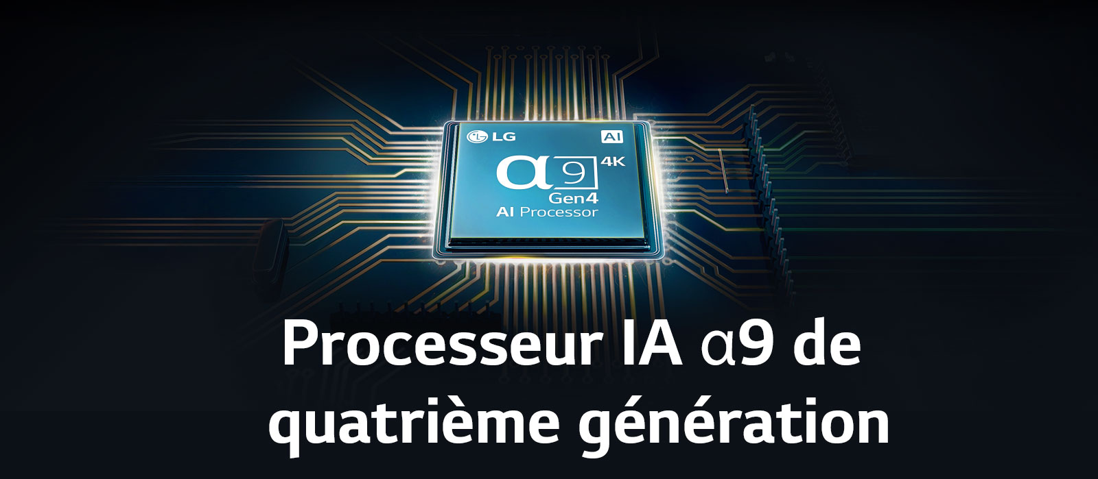 un processeur IA a9 de quatrième génération est au milieu d’un circuit électrique.