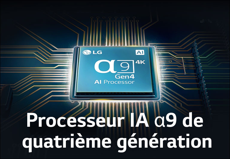 un processeur IA a9 de quatrième génération est au milieu d’un circuit électrique.