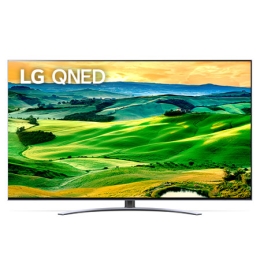 Téléviseur QNED 4K et l’écran du téléviseur affiche un vaste champ vert ouvert avec de nombreuses pentes.