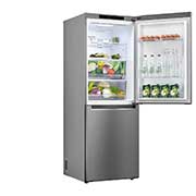 LG Réfrigérateur 306 l nets à 2 portes avec congélateur en bas et compresseur Smart Inverter, vue de gauche supérieure, ouvert, nourriture, GC-B369NLJM, thumbnail 11