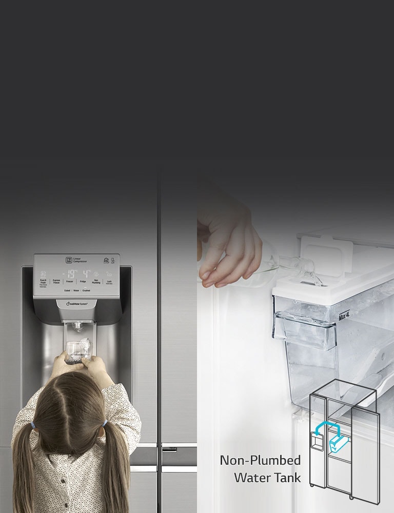 Réfrigérateur Door-in-Door de 668 l LG GC-X247CSAV Insertion et retrait faciles du réservoir d’eau