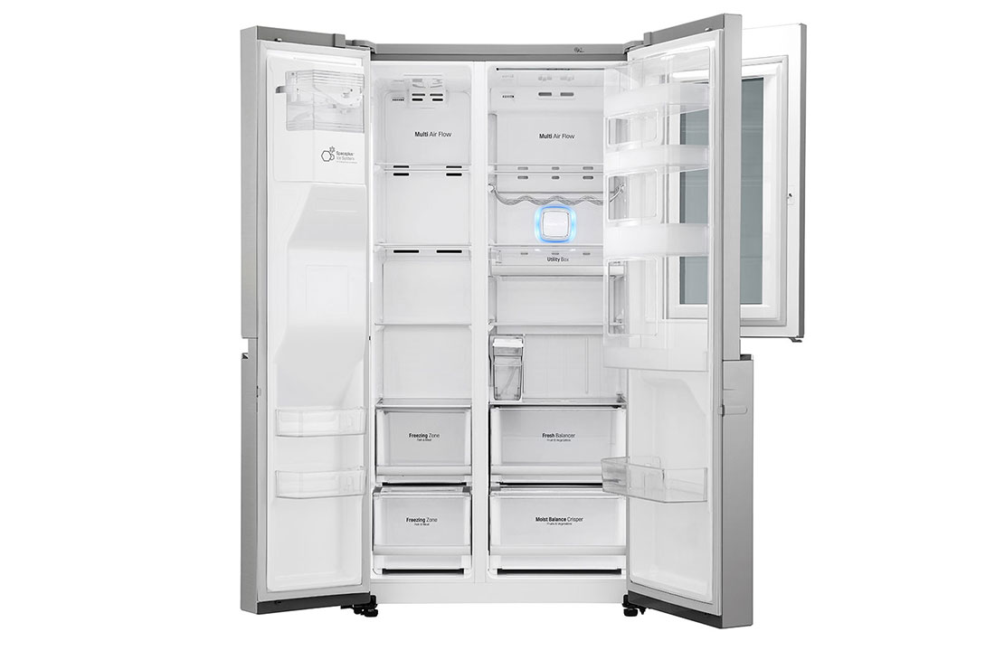LG Toquez deux fois, Voir l’intérieur, InstaView Door-in-Door™ 668 l, Compresseur linéaire Inverter, Réfrigérateur DoorCooling+™, LG GC-X247CSAV 668 Ltr Door in Door Refrigerator front full open, GC-X247CSAV, thumbnail 12