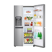 LG 674 l | Réfrigérateur Side by Side |Compresseur Smart Inverter |Flux d’air multiple |Smart Diagnosis™, front open food view, GC-L257SLRL, thumbnail 2
