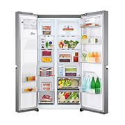 LG 674 l | Réfrigérateur Side by Side |Compresseur Smart Inverter |Flux d’air multiple |Smart Diagnosis™, front open food view, GC-L257SLRL, thumbnail 4