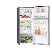 LG 234 l | Réfrigérateur à congélateur supérieur | Compresseur linéaire Inverter | Flux d’air multiple, Side View Door Open with Food, GL-C252SLBB, thumbnail 8