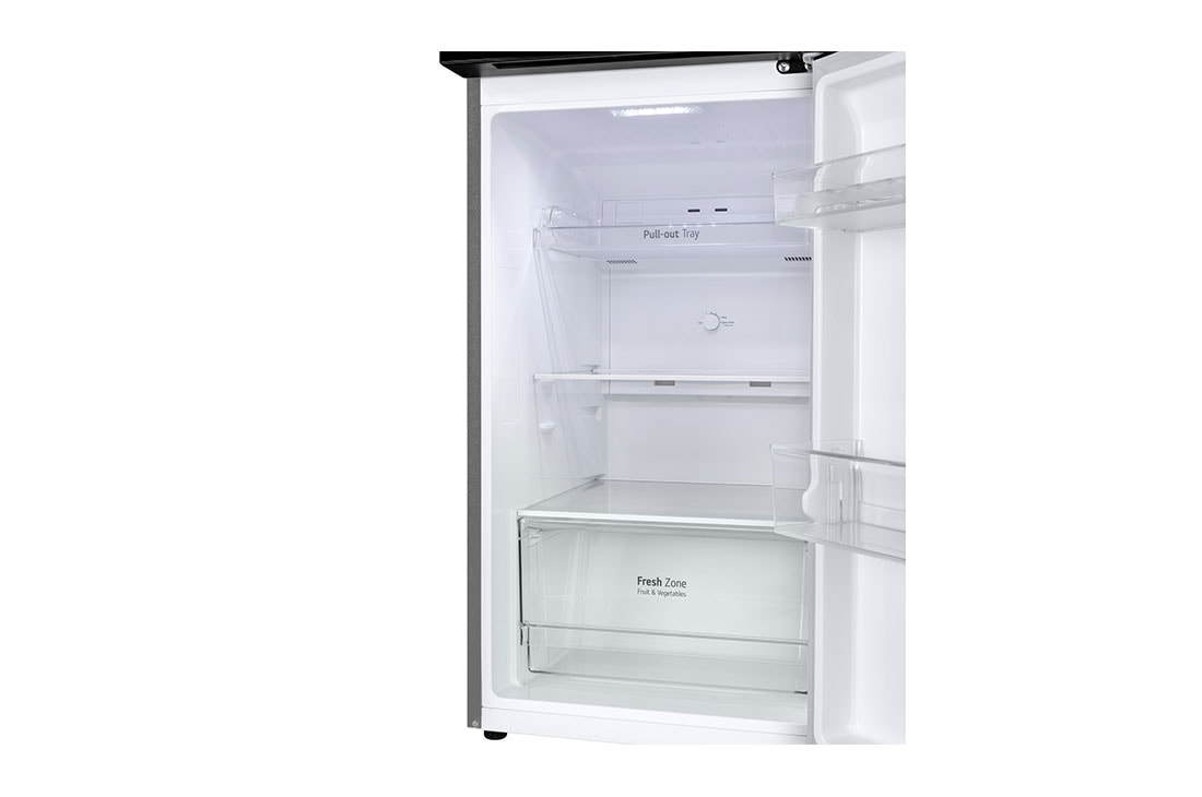 LG 235L Top Freezer Fridge en acier Dark Graphite , Front view with door open, GV-B212PLGB, thumbnail 7