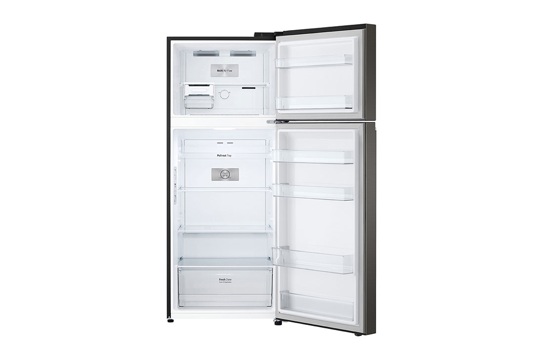 LG 330(L) | Top Freezer Refrigerator |Smart Inverter Compressor | LinearCooling™ | DoorCooling+™, front open view, GN-B312PFJB, thumbnail 12