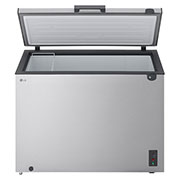 LG Congélateur coffre 291 L Argent, Vue latérale du congélateur coffre LG montrant l’ouverture à moitié de la porte, GCFB305BQCF, thumbnail 4