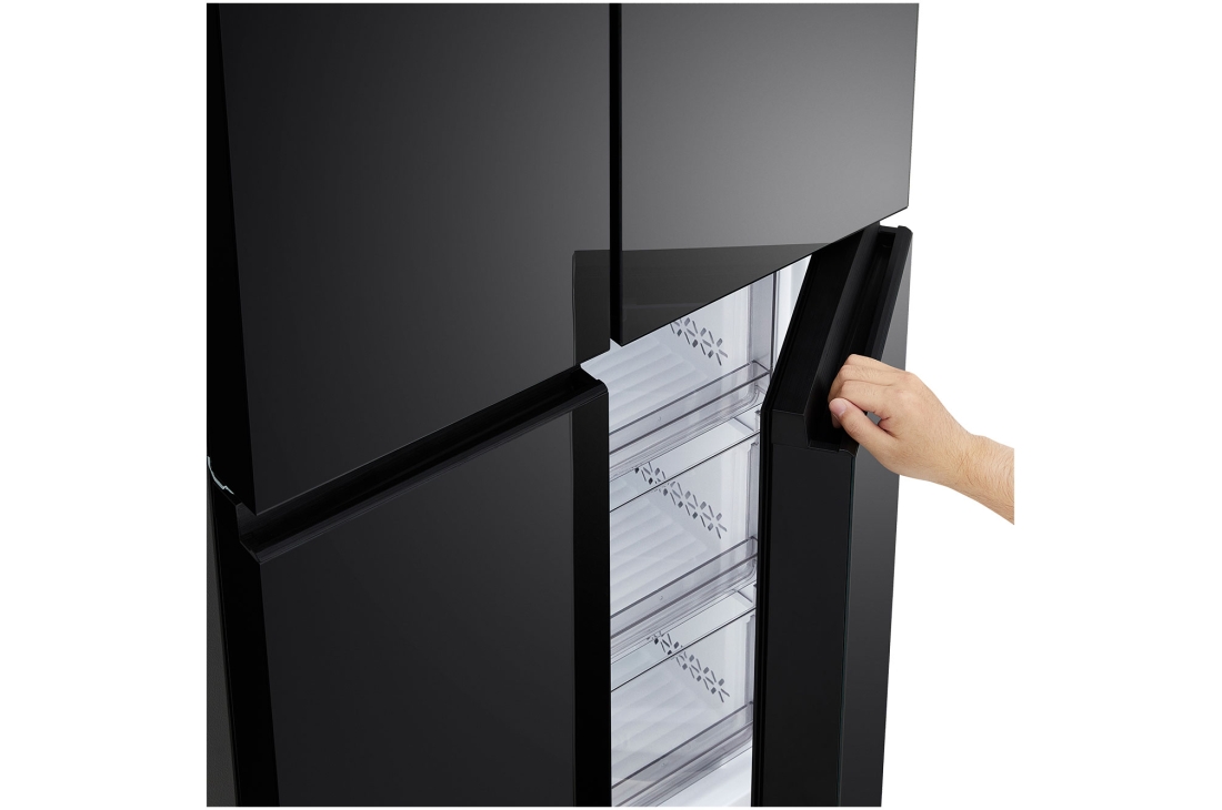LG Réfrigérateur multi-portes 400 L en verre noir, vue détaillée de la poignée du réfrigérateur lg multi-portes, GCFB41FPLAM, thumbnail 6
