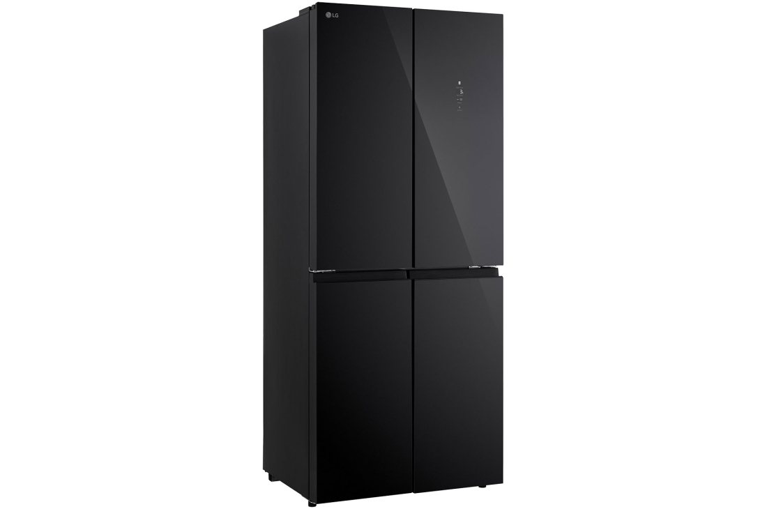 LG Réfrigérateur multi-portes 400 L en verre noir, vue de gauche du réfrigérateur lg multi-portes, GCFB41FPLAM, thumbnail 8