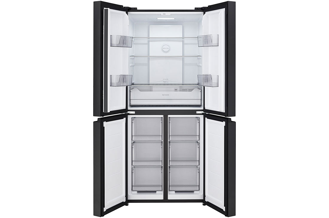 LG Réfrigérateur multi-portes 400 L en verre noir, vue porte ouverte du réfrigérateur lg multi-portes, GCFB41FPLAM, thumbnail 2