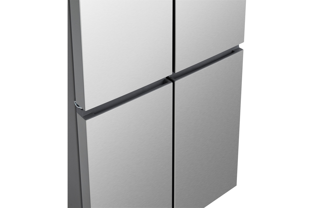 LG Réfrigérateur multi-portes 502 L en verre noir, Réfrigérateur multiportes LG Prime Silver poignée encastrée détail sur les portes inférieures, GCFB48FPLAM, thumbnail 8
