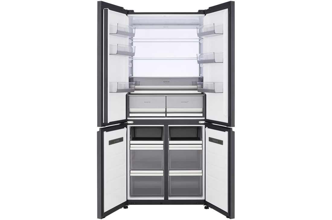LG Réfrigérateur multi-portes 512 L en verre beige, vue porte ouverte du réfrigérateur lg multi-portes, GCFB50FPLAM, thumbnail 2