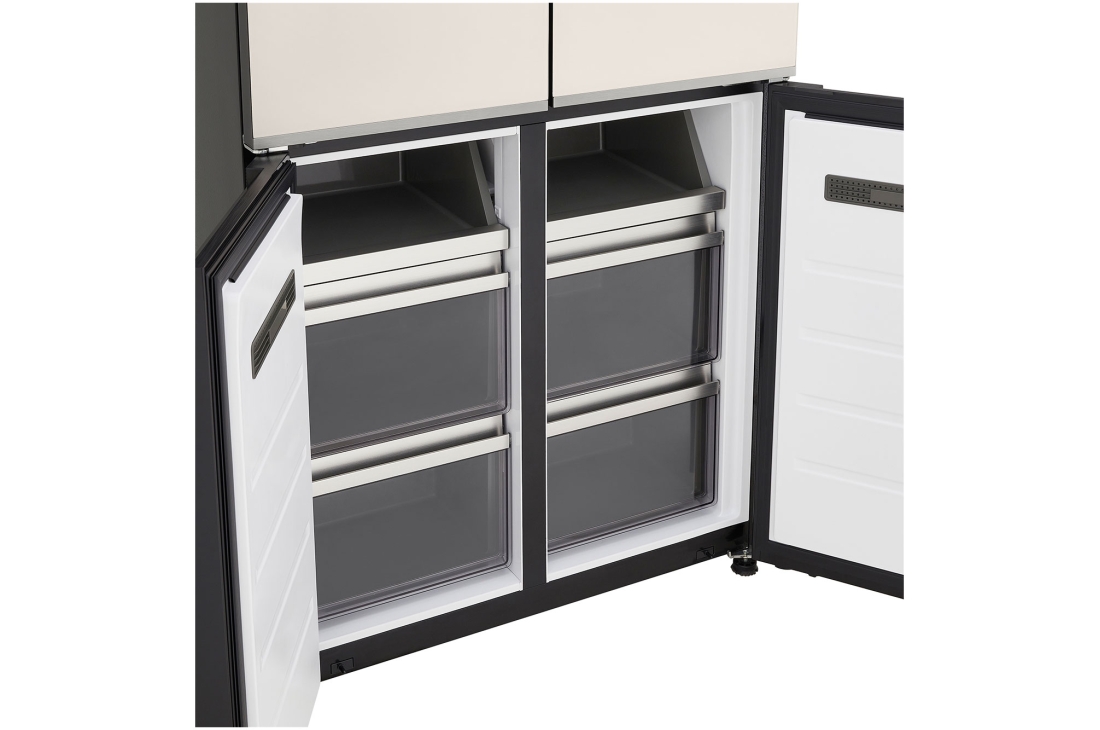 LG Réfrigérateur multi-portes 512 L en verre beige, vue du congélateur bas du réfrigérateur lg multi-portes, GCFB50FPLAM, thumbnail 5