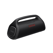 LG XBOOM Go XG9 – Enceinte Bluetooth étanche à l’eau et à la poussière | Jusqu’à 24h d’autonomie | Adaptée aux usages en extérieur, festifs, et aux voyages | Bluetooth 5.1 | Basses rugissantes, Diagonal view with left side forward, XG9QBK, thumbnail 4