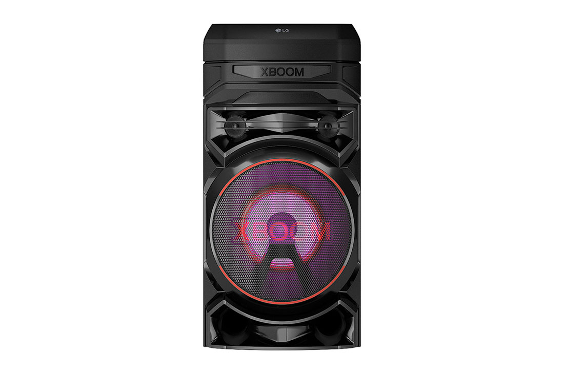 LG XBOOM RNC5 | Système Audio High Power | 68,5 cm de hauteur | Bluetooth | Boomer 8’’ | Eclairage multicolore | Fonctions DJ & Karaoké, vue avant, RNC5