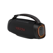LG XBOOM Go XG8T Système Audio | 120W | Woofer de 8 pouces | Sound Boost | Light Studio | IP67, Vue diagonale à 30 degrés avec le côté droit vers l’avant. Un éclairage orange allumé., XG8T, thumbnail 4