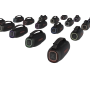 LG XBOOM Go XG8T Système Audio | 120W | Woofer de 8 pouces | Sound Boost | Light Studio | IP67, Plein de LG XBOOM Go sont alignées avec l’enceinte gauche vers l’avant, chaque unité produit une lumière de couleur différente, XG8T, thumbnail 9