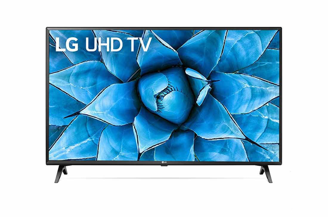 LG Téléviseur LG UHD 4K 49 pouces, Série UN73, Active HDR 4K, WebOS Smart ThinQ AI, vue avant avec image de remplissage, 49UN7340PVC