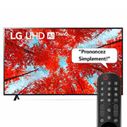 LG UHD 4K Smart TV de 86 pouces Série UQ90, Vue avant du téléviseur UHD de LG avec image de remplissage et logo du produit, 86UQ90006LC, thumbnail 1