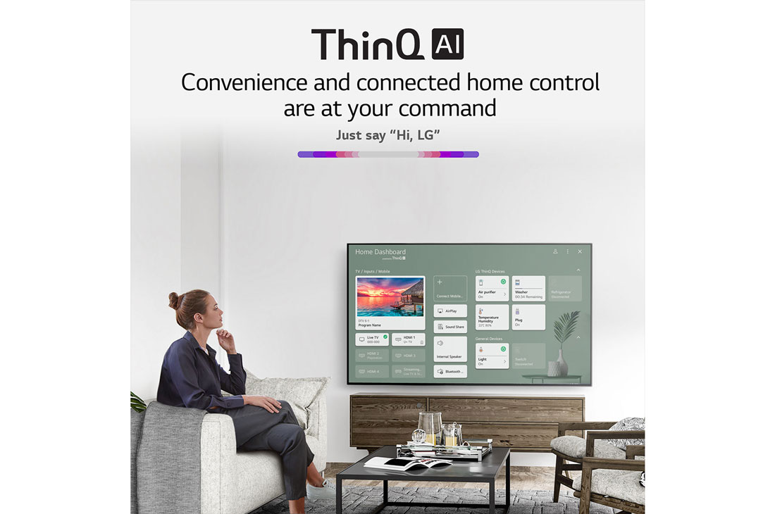 LG Téléviseur LG NanoCell de 50 pouces de la série NANO80, doté d’un design Écran de cinéma, Active HDR 4K, de la plateforme WebOS Smart et de la technologie AI ThinQ gradation locale, 50NANO80VPA-lifestyle image, 50NANO80VPA, thumbnail 3