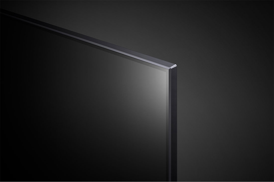 LG Téléviseur LG NanoCell de 50 pouces de la série NANO80, doté d’un design Écran de cinéma, Active HDR 4K, de la plateforme WebOS Smart et de la technologie AI ThinQ gradation locale, close-up view of panel, 50NANO80VPA, thumbnail 8