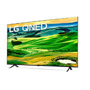 LG Smart TV QNED LG QNED80 75 pouces 4K, vue de côté à 30 degrés avec image de remplissage, 75QNED806QA, thumbnail 3