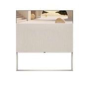 LG TV LG OLED Easel | 2022 | 65'' (164 cm) | Object Collection | Processeur α9 Gen5 AI 4K, Easel seen from the front in Line View, displaying Clock Mode with a beige architectural theme., 65ART90E6QA, thumbnail 1