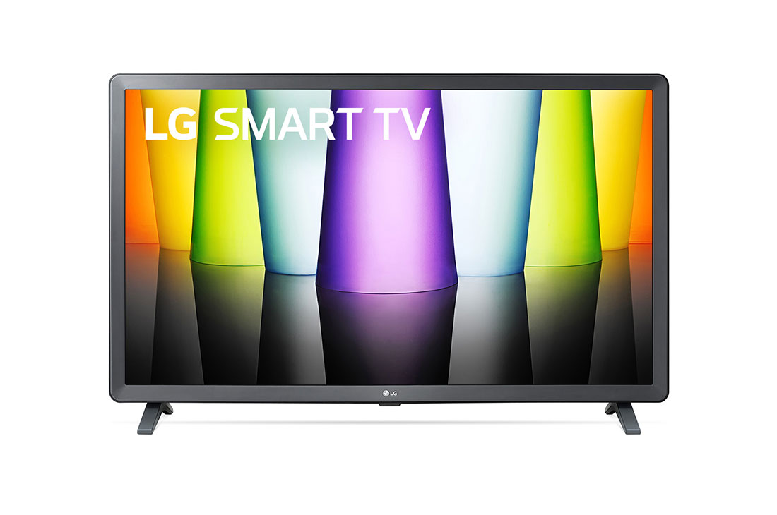 LG LQ60 32 AI Smart FHD TV avec WebOS et ThinQ, Vue avant du téléviseur Full HD de LG avec image de remplissage et logo du produit, 32LQ600BPTA