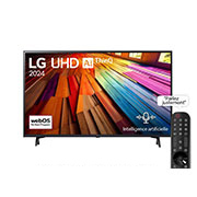 LG Smart TV  LG UHD UT80 4K, 43 pouces, Télécommande Magique IA HDR10 webOS24 2024, Vue avant d’un téléviseur LG UHD, UT80 avec le texte LG UHD AI ThinQ, 2024 et le logo webOS Re:New Program à l’écran, 43UT80006LA, thumbnail 1