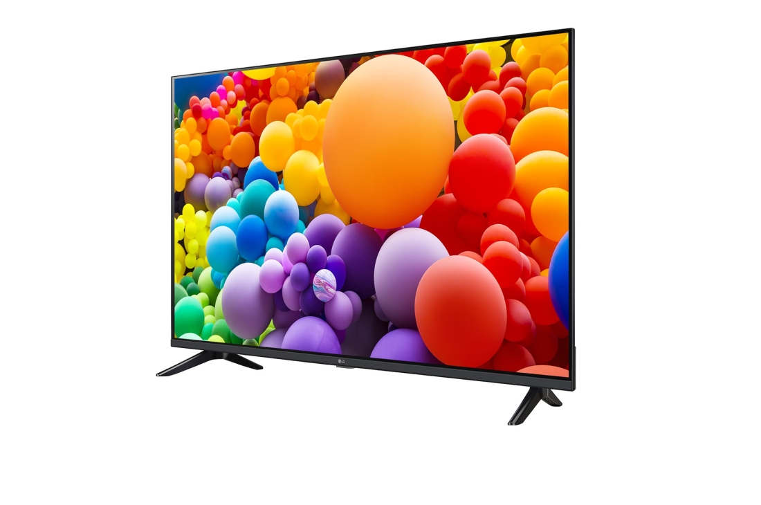 LG Smart TV  LG UHD UT73 4K, 43 pouces, Télécommande Magique IA HDR10 webOS24 2024, Vue latérale légèrement inclinée vers la gauche du téléviseur LG UHD, UT73, 43UT73006LA, thumbnail 4