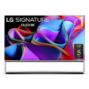 LG Smart TV LG SIGNATURE OLED 8K Z3 88 pouces 2023, Vue de face avec l’emblème « 10 Years World No.1 OLED » et le logo « Garantie du panneau : 5 ans » sur l’écran, OLED88Z36LA, thumbnail 1