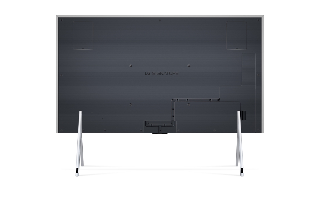 LG Véritable téléviseur OLED LG SIGNATURE M4 97 pouces sans fil avec transfert audio et vidéo 4K 120 Hz , Vue aérienne du bord supérieur ultra fin du LG OLED M4 sur le support, OLED97M46LA, thumbnail 5