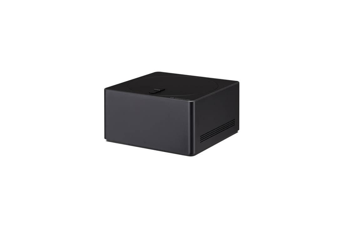 LG Véritable téléviseur OLED LG SIGNATURE M4 97 pouces sans fil avec transfert audio et vidéo 4K 120 Hz , Vue latérale légèrement inclinée vers la gauche du boîtier Zero Connect, OLED97M46LA, thumbnail 9