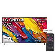 LG Smart TV LG QNED AI QNED82 4K 75 pouces Télécommande AI Magic Remote HDR10 webOS25 2025 , Front view of LG QNED82 TV, LG QNED Al Logo on the top corner. LG QNED82 TV depicts colorful paintike textures coming together., 75QNED82A6A, thumbnail 1