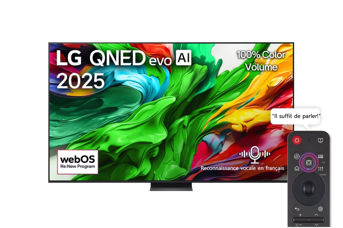 LG Smart TV LG QNED evo AI QNED86 4K 86 pouces 120 Hz Télécommande AI Magic Remote webOS25 2025 , 86QNED86A6A