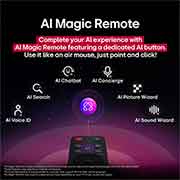 LG Smart TV LG QNED AI QNED70 4K 75&nbsp;pouces Télécommande AI Magic Remote HDR10 webOS25 2025 , LG AI Magic Remote with the AI button highlighted. Around it are the different functionalities that a user can access from the button. AI Voice ID, AI Search, AI Chatbot, AI Concierge, AI Picture Wiza, 75QNED70A6A, thumbnail 10