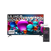 LG Smart TV LG UHD AI UA85 4K 75 pouces Télécommande AI Magic Remote HDR10 webOS25 2025 , Front view of UHD UA75 TV, LG UHD Al Logo on the top corner. LG UHD TV depicts colorful paintike textures coming together., 86UA85006LA, thumbnail 1