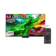 LG Smart TV LG QNED evo AI QNED86 4K 100 pouces 120 Hz Télécommande AI Magic Remote webOS25 2025 , Gros plan d’une LG TV montrant le fonctionnement de la recherche par IA, AI Search. Une petite fenêtre de chat est ouverte, montrant comment l’utilisateur a demandé les jeux de sport disponibles. La r, 100QNED86A6, thumbnail 1