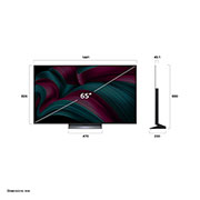LG Smart TV LG OLED evo AI C5 4K 65 pouces 144 Hz Télécommande AI Magic Remote webOS25 2025 , Vue avant et latérale de la Smart TV LG OLED evo AI C5 4K montrant ses dimensions de longueur, largeur, hauteur et profondeur., OLED65C56LA, thumbnail 4
