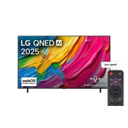 LG Smart TV LG QNED AI QNED80 4K 75 pouces Télécommande AI Magic Remote HDR10 webOS25 2025 , Vue avant de la LG QNED80 TV, logo LG QNED Al, dans le coin supérieur. La LG QNED TV représente des textures colorées semblables à de la peinture, réunies., 75QNED80A6A, thumbnail 1