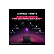 LG Smart TV LG QNED AI QNED80 4K 75 pouces Télécommande AI Magic Remote HDR10 webOS25 2025 , Télécommande LG AI Magic Remote avec le bouton IA en surbrillance. Autour d’elle se trouvent les différentes fonctionnalités auxquelles un utilisateur peut accéder à partir du bouton. AI Voice ID, AI , 75QNED80A6A, thumbnail 11