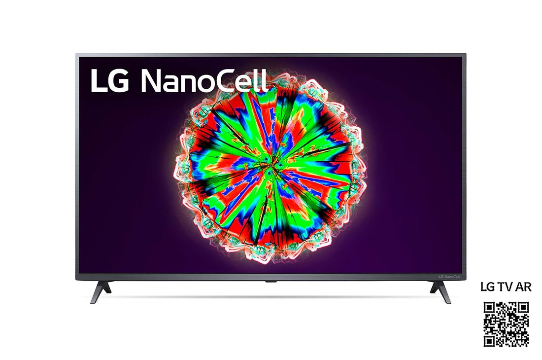 LG Téléviseur LG NanoCell de 55 pouces, série NANO79, 4K Active HDR, WebOS Smart AI ThinQ, vue avant avec image de remplissage et de logo, 55NANO79VND