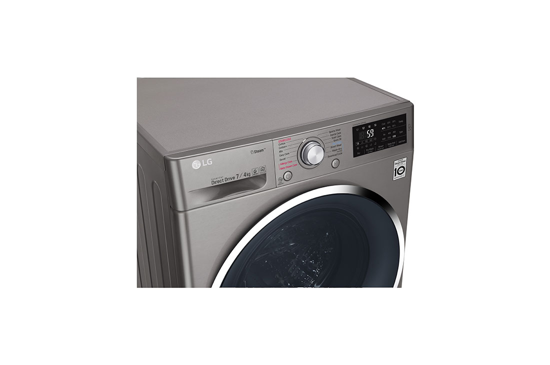 LG Lave-linge à chargement frontal (Lavage et Séchage), Capacité de charge : 7/4 kg, Argent, Moteur Inverter Direct Drive, 6 Mouvements associés DD, Steam+, TurboWash, F2J6HGP2S, thumbnail 7