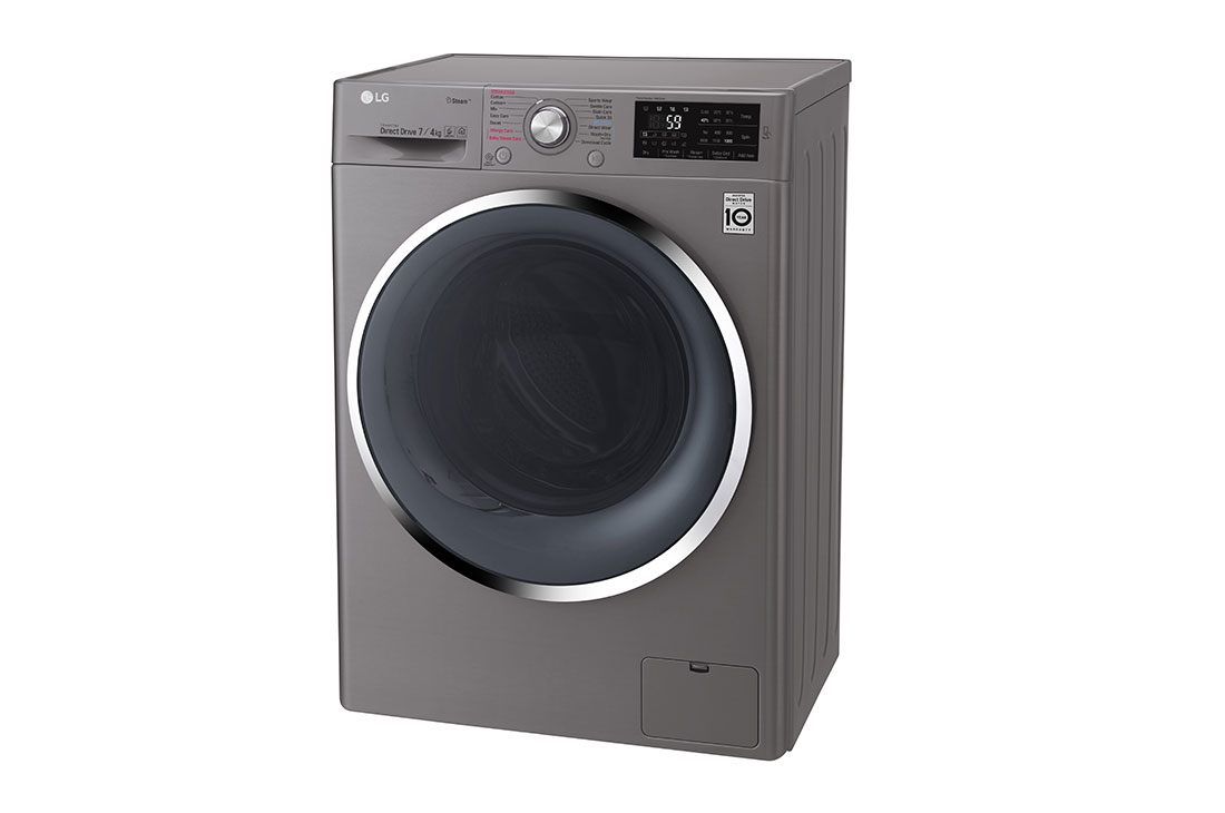 LG Lave-linge à chargement frontal (Lavage et Séchage), Capacité de charge : 7/4 kg, Argent, Moteur Inverter Direct Drive, 6 Mouvements associés DD, Steam+, TurboWash, F2J6HGP2S, thumbnail 12